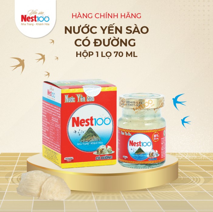 [Hộp 1 lọ 70ml] Nest100 yến sào chưng đường phèn