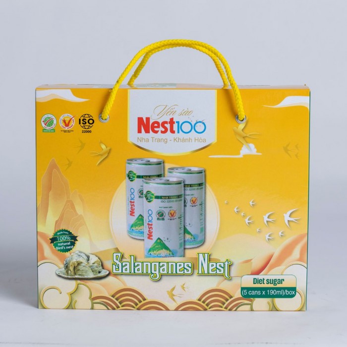 [Hộp 5 lon 190ml] Nước yến đường ăn kiêng Isomalt lon 190ml Nest100 - Phù hợp với người tiểu đường, giảm cân