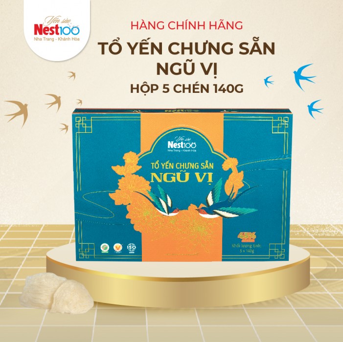 [Hộp 5 chén 5 vị] Nest100 Yến chưng sẵn Ngũ Vị