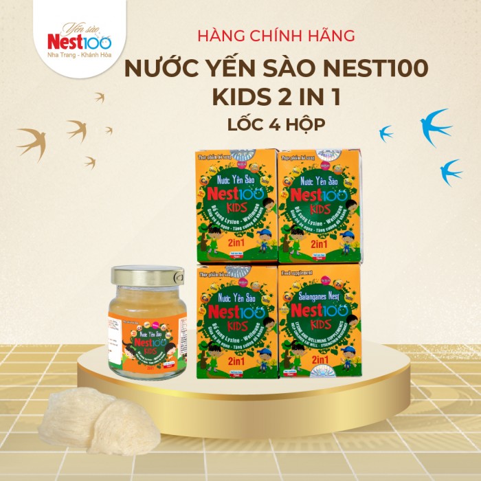[Lốc 4 lọ 70ml] - Nest100 Kids 2in1-Yến chưng tinh chất dành cho trẻ em - Cải thiện biếng ăn